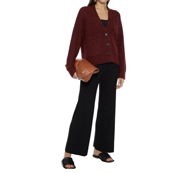 A.L.C. Burgundy Cleveland V-Neck Ribbed-Knit Cardigan Size M Retail$325 - Picture 16 of 16
